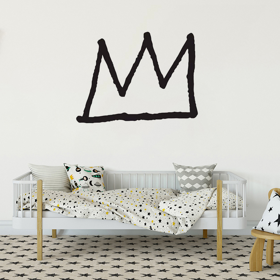 

Basquiat Crown Wall Decal Art Home Decor Wall Sticker House warming gift Decoration Chambre For Living Rooms B477 201202