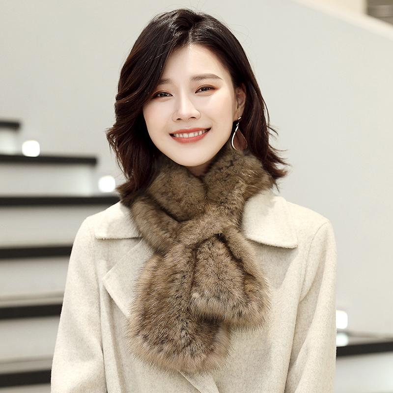 

Scarves Lantafe Winter Scarfs Women Scarf Natural Fur Warm Luxury Style Sable Neck High Quality 100%