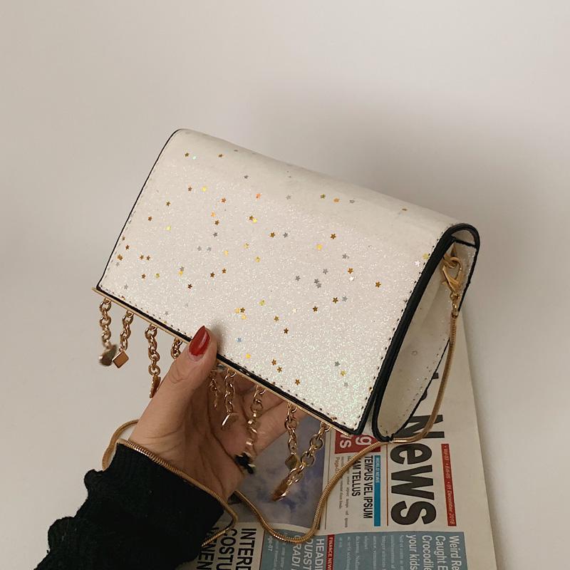 

Chain autumn and winter sequined shoulder bag 2021 new all-match fashion women's designer high-end western style messenger bag, Black