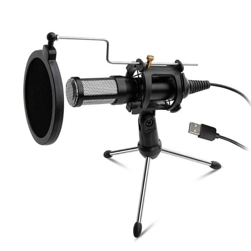 

Professional Microphone Condenser with Holder for Computer Laptop PC USB Plug Studio Podcasting Recording Microphone Karaoke Mic