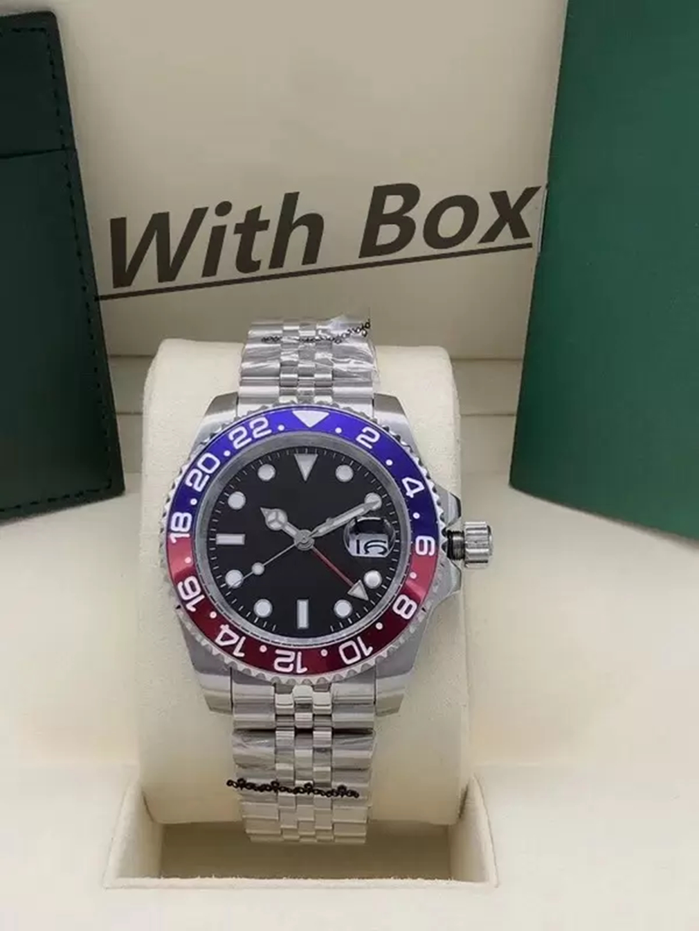 

With original box New Style Mens Red Blue Bezel Automatic Watch Men's Calendar Full Steel Gmt Batman Watches Men Sapphire 116719 Business Dive Wristwatches 2022, Style 1 original box + watch