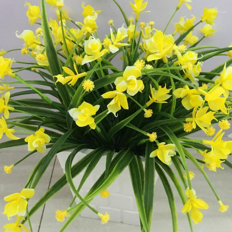 

21Head/Bouquet Artificial Flowers With Leaf Wedding Decoration Simulation Phalaenopsis Flower Home Party Decor1, Pink