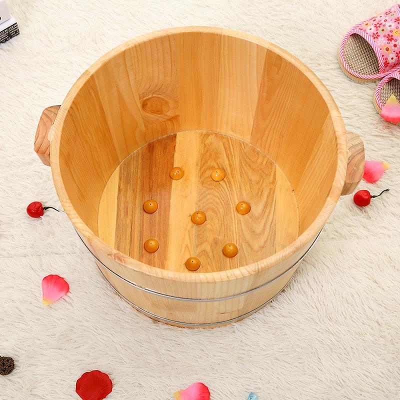 

30cm Massage Solid Wood Foot Bath Spa Pedicure Foot Tub Soaking Feet Washing Footbath Adult Wash Basin Bath Tub