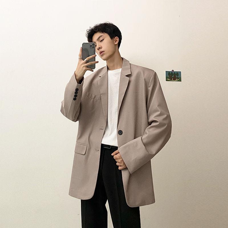 

Men's suit 2020 Autumn new slim solid color single-breasted suit loose casual lapel personality youth men's wear, Black