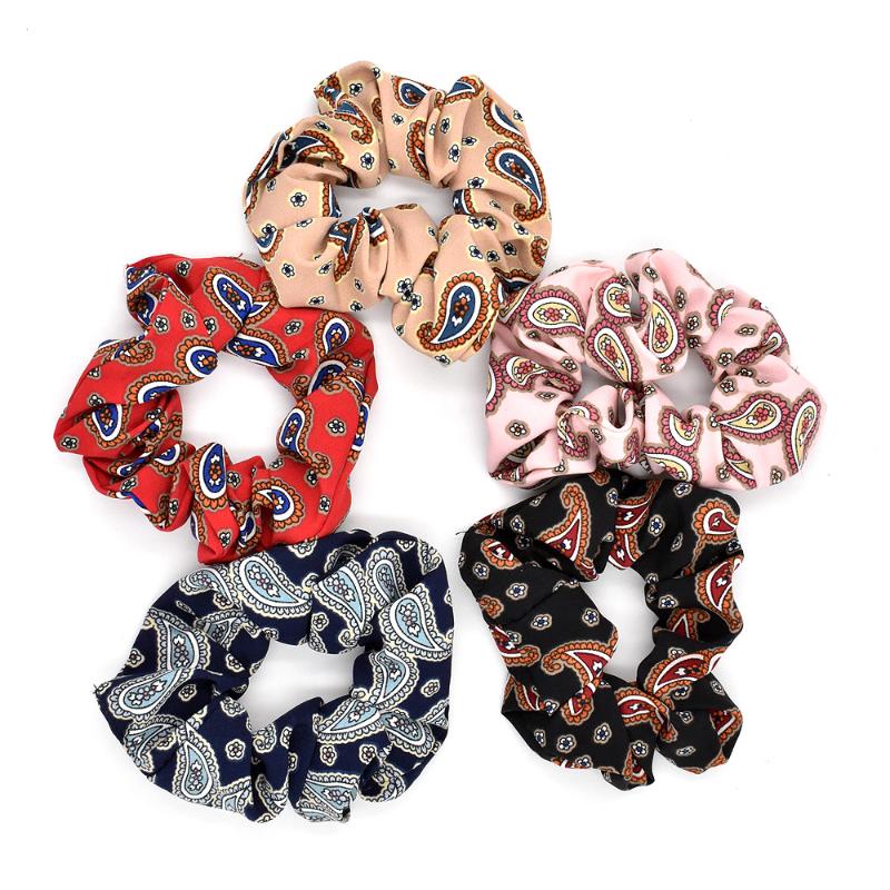 

New Women Paisley Print Hair Bands Scrunchies Girl's Cute Accessories Ponytail Holder