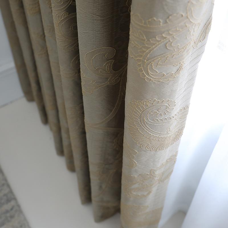 

New Chinese Curtains For Living Room Bedroom Jacquard Retro Loquat Leaf Simple Chinese Curtains Finished Product Customization, Curtain