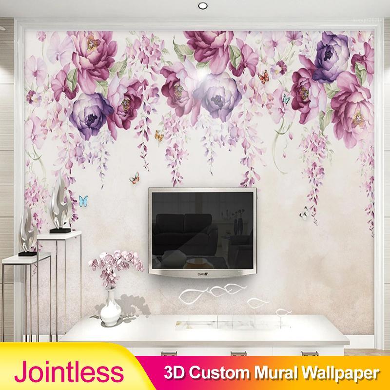 

Jointless 3D Photo Murals Wallpaper Modern Simple Violet Peony Florals Wall Living Room TV Sofa Backdrop Wall Painting Decor1, 16654278