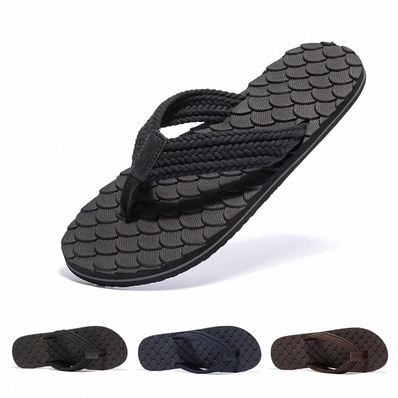 

Top Quality Men Flip Flops Bathroom Non-Slip Slippers Men Casual Shoes Fashion Summer Beach Sandals Size 40~48 zapatos hombre #b91r, Black