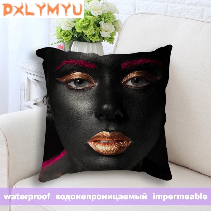 

Modern Pillowcase Black Woman Model Poster Prints Painting Cushion Cover Throw Pillow Case 45x45cm Sofa Decoration, As picture