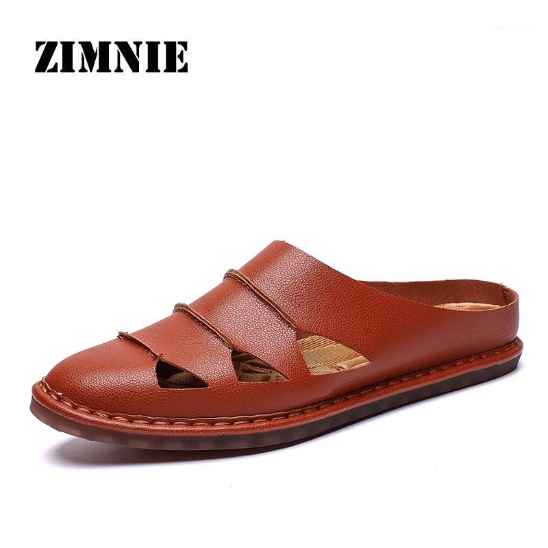 

ZIMNIE Large Size 48 New Men Sandals Split Leather Fashion Sandals Seven Color Men Breathable Beach Casual Shoes Shoes1, Black
