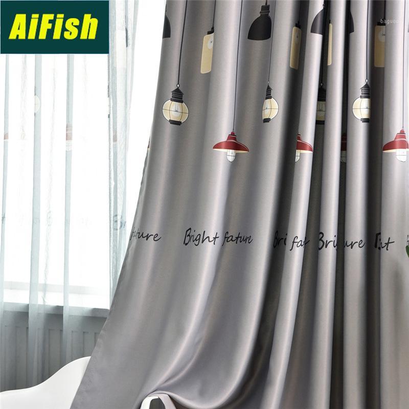 

Black And White Color Electric Lamp Nordic Style Curtains Living Room Room Printing Blackout Heat Insulation Curtains WP282-41, Color 1 tulle