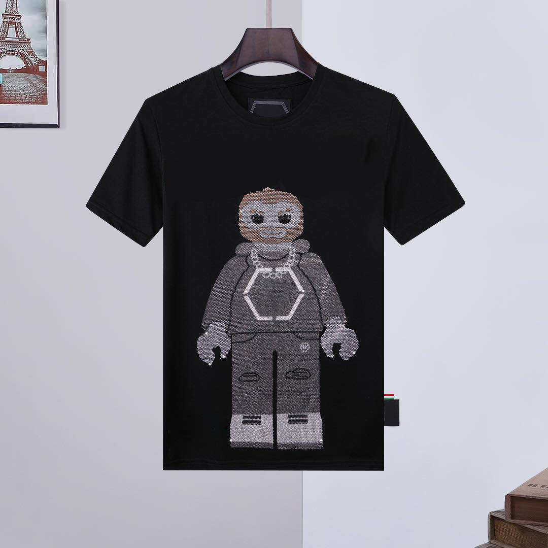 

Mens Skull T shirts Fashion Summer Short Sleeve Robot Cool T-shirt 3D Skull Print Tops Rock Fire Skull Tshirt Young Men, White;black
