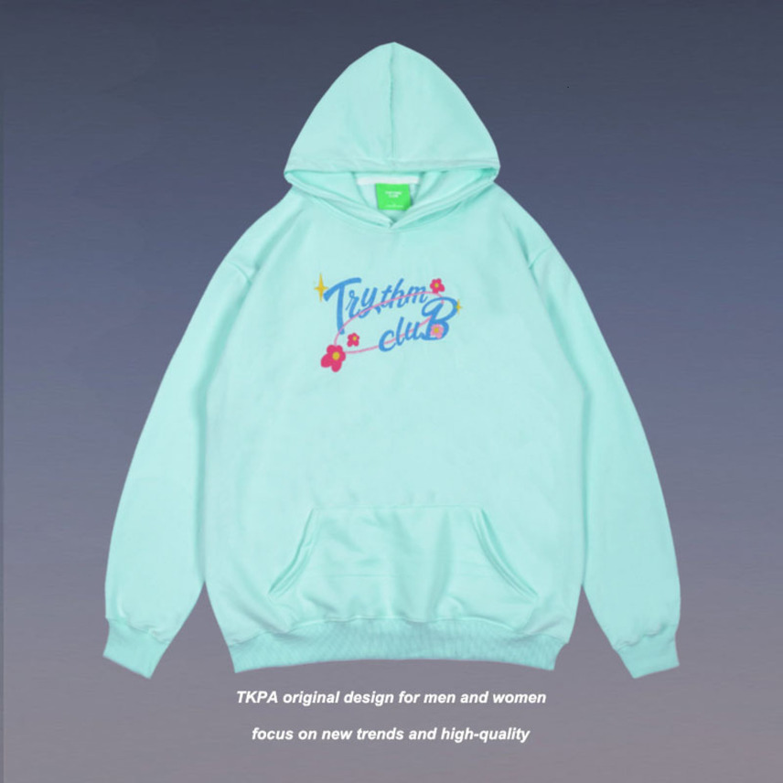 

Tkpa trend men's and women's same letter embroidered net hongyuansu high street ins loose couple Hoodie, Black