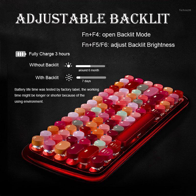

Mechanical Keyboard Round Punk Keycap Bluetooth Mechanical Keyboard Lipstick Mixed Color Keycap Office for Tablets1