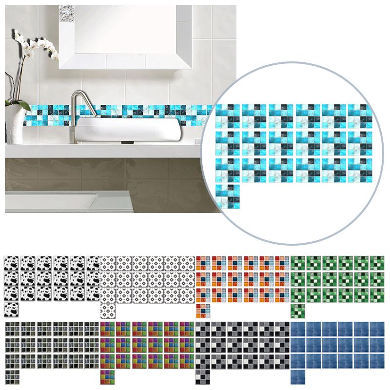 

Hot 19pcs 3D Wall Sticker Self-adhesive Brick Tile Sticker Mosaic Wallpaper PVC Waterproof Wall Decals Bathroom Kitchen Decors