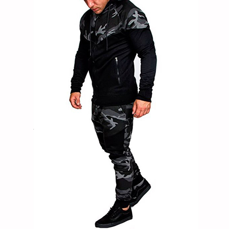 

Clothes Autumn 2 Pieces Sportswear Mens Set Casual Tracksuit Male Track Suits Patchwork Men Hoodies Sweatshirts Pants Sets MY055, Black