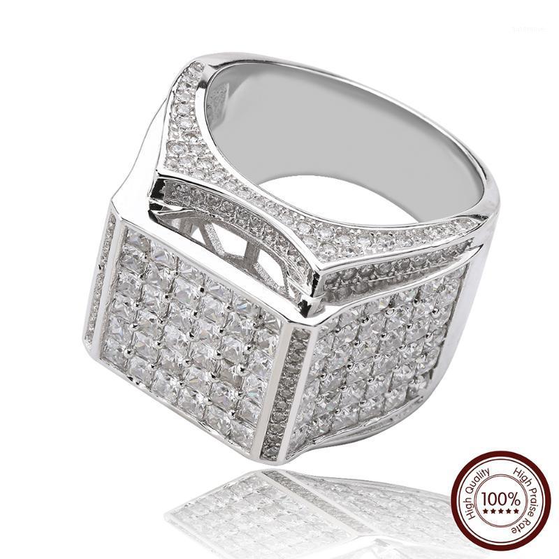 

High Quality 925 Sterling Silver Men Rings Punk Party Ring Paved Shiny Cubic Zirconia Fashion Male Jewelry1