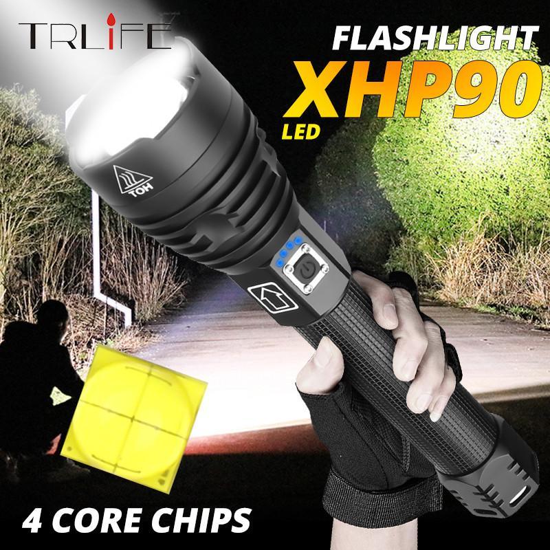

XLamp XHP90 The Most Powerful Usb Zoomable Led Xhp70.2 Tactical Flash Light Torch by 26650 or 18650 battery for hunt1