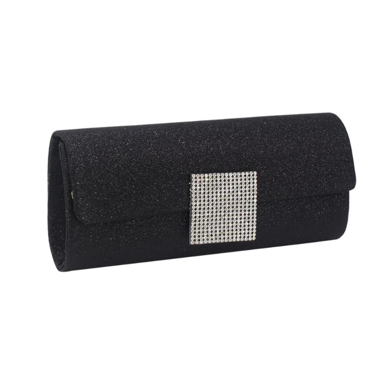 

fashion lady evening bag diamond crystal flash material woman girl evening clutch bag, Black