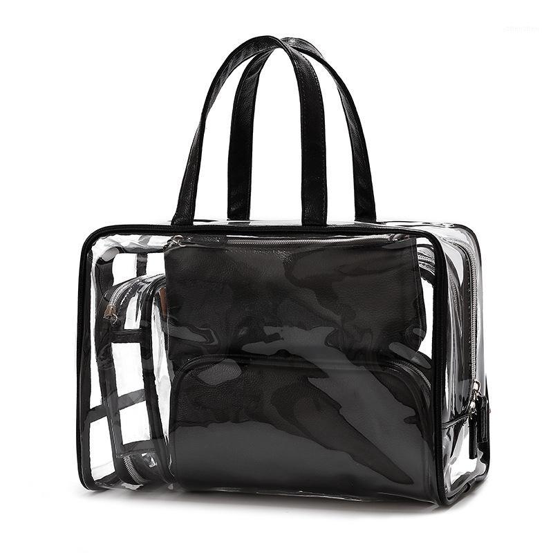 

high quality clear cosmetic bag set custom pvc makeup bag1, Black