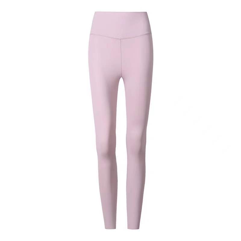 

womens yoga pants sports leggings Lycra fabric Solid Color fitness running sport versatile Yogas High Waist Gym Wear Leggings Elastic Fitnes Lady perfect figure, Pink