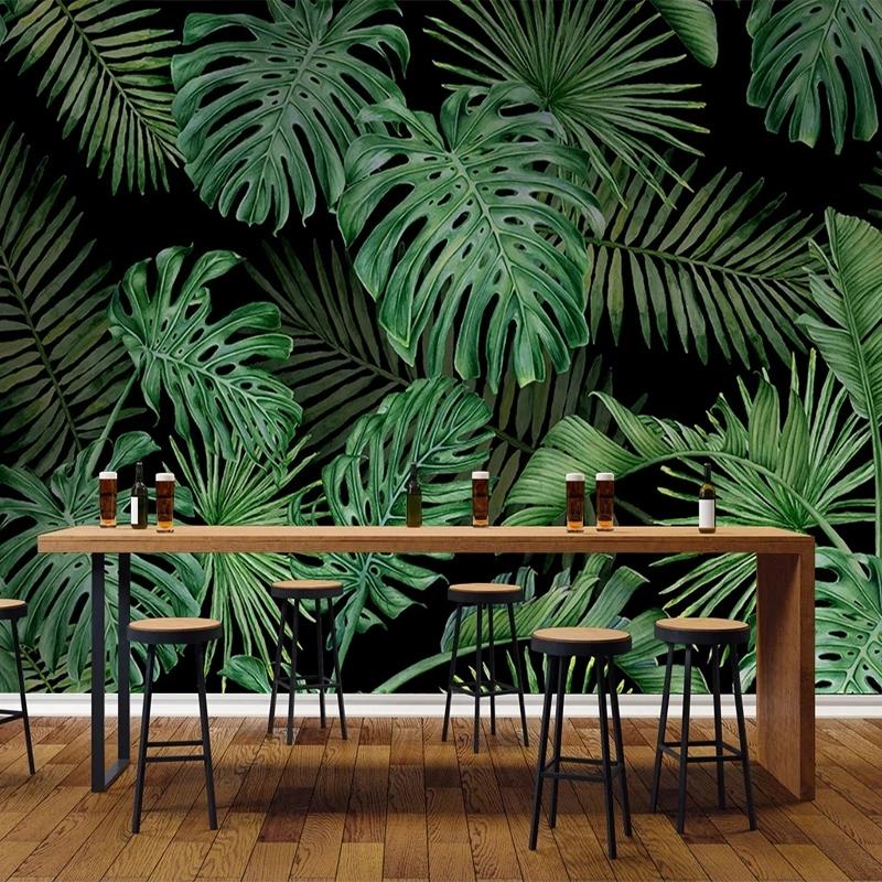 

Custom Mural Tropical Plant Green Leaf Photo Wall Papers Home Decor Living Room Bedroom Kitchen Wall Decor Painting Wallpaper 3D, Silk cloth