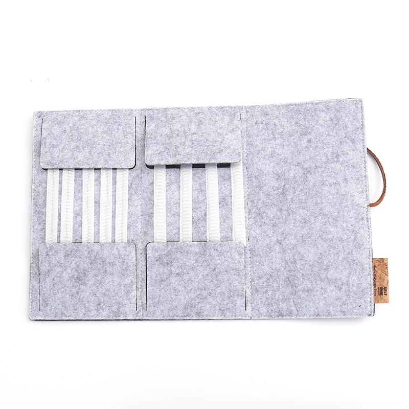

Felt storage bag portable makeup brush professional high-end makeup gray and black color Cosmetic bag