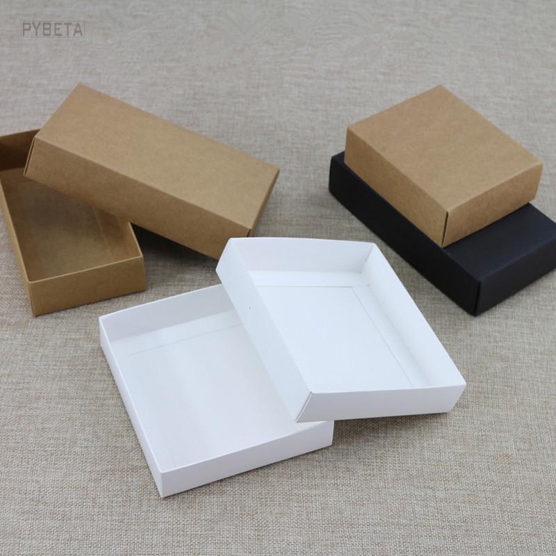 

Lid Tray Type Retro Kraft Paper Cover Box Blank White Black Wallet packaging box for handkerchief silk scarves accessory gift