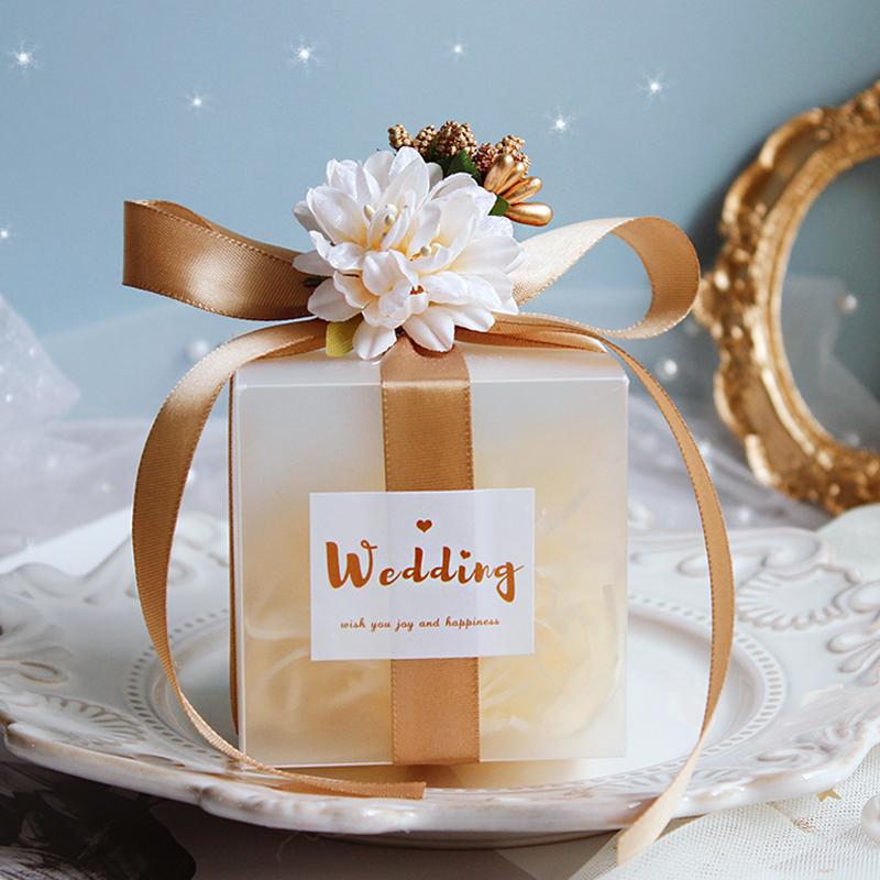 

50Pcs Plastic Gift Box Gift Box Wedding Candy Bags Flower Pink Baby Shower Favor Chocolate Packaging Wholesale Party Supplies