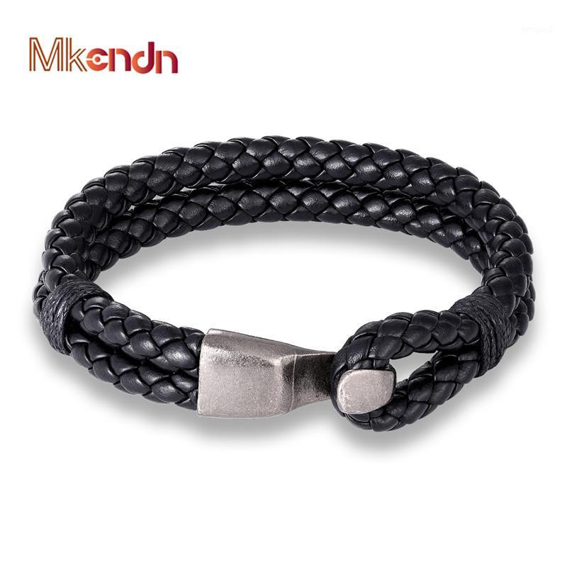 

Charm Bracelets MKENDN Fashion Multilayer Leather Men Women Anchor Easy-Hook Pulseras Hombre1