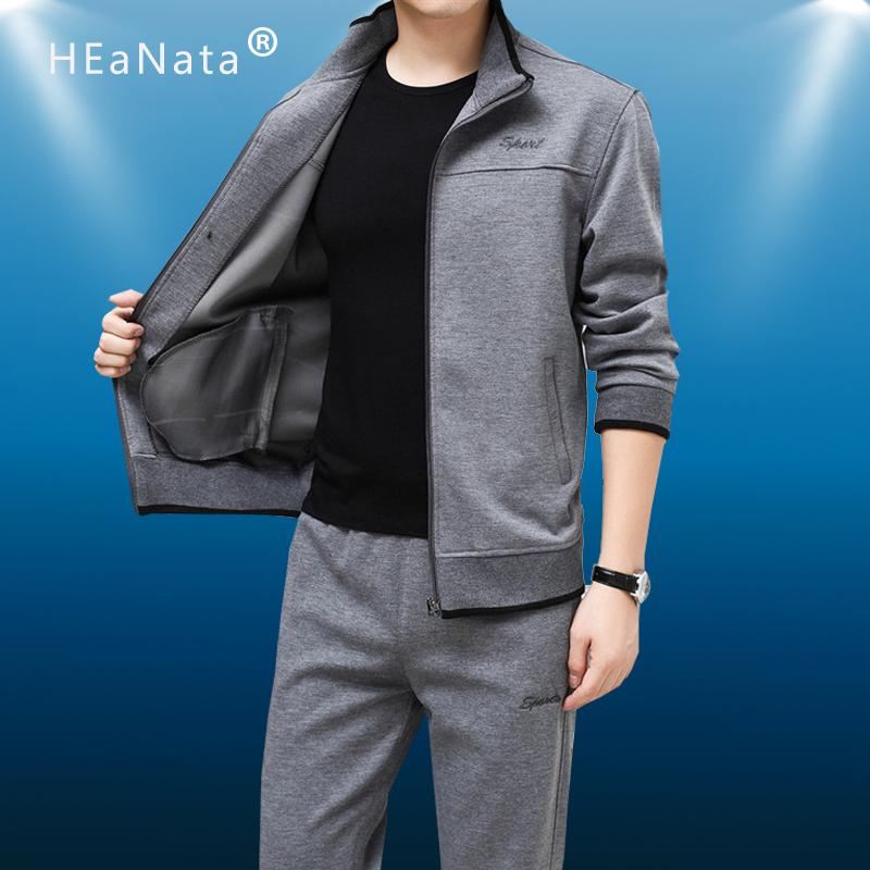 

Tracksuits Men Sweatshirt Sporting Sets Spring Autumn Cardigan Jacket + Pants Sport Running Clothing Men's Track Suit Sportswear, Black