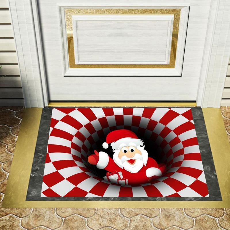 

Christmas 3D Illusion Doormat Anti-Slip Floor Mat Bedside Area Rugs for Bedroom Living Room Children Room Decor Rug FPing1