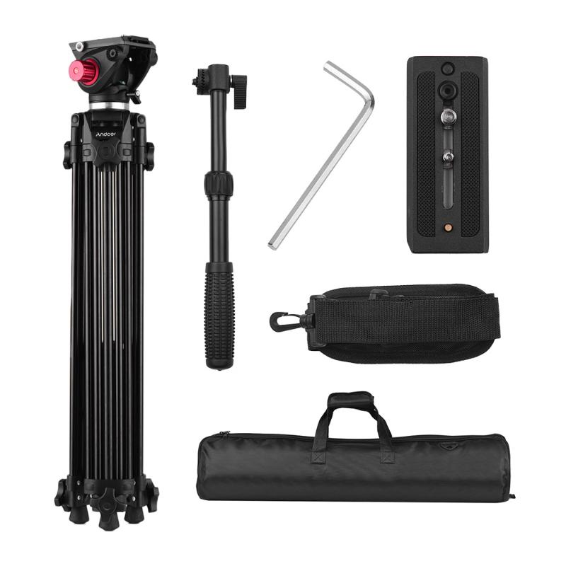 

Andoer Professional Aluminum Alloy Video Tripod accessories with Quick Release Plate for Canon/Nikon DSLR Camera .Max. Load 10k