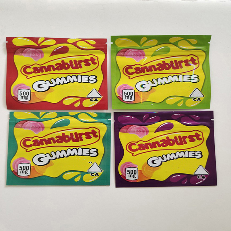 

Cannaburst Gummies Mylar Bags 500mg Empty Tropical Sour Berries y Zipper Pouch Smell Proof Storage Resealable Packaging Cannaburst Bag
