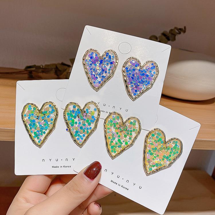 

Stud 2022 Korean Bling Star Sequins Big Earrings For Women Girls Fashion Party Pendientes Brincos, Golden;silver