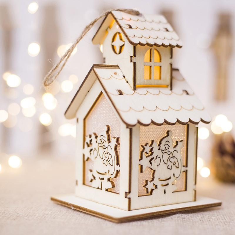 

Christmas Decoration For Home Wooden Adornment Hut with Lantern Christmas Hanging Ornaments New Year Supplies Holiday Decoration