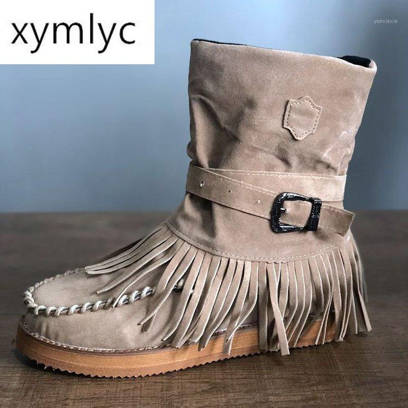 

Rome Style Women's Ethnic Ankle Boots Winter Suede Tassel Short Boot Girls Fashion Low Heel Flat Cozy Shoes Fringe Pleated Botas1, Black