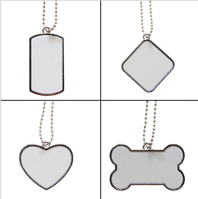 

200pcs Sublimation DIY Blank White Stainless Steel Dog Tag Pendants Mix Style