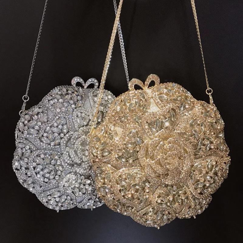 

XIYUAN New Floral Crystal Evening Clutch Purse Elegant Women's Diamond Rhinestone Shoulder Handbags High-End Lady Clutches