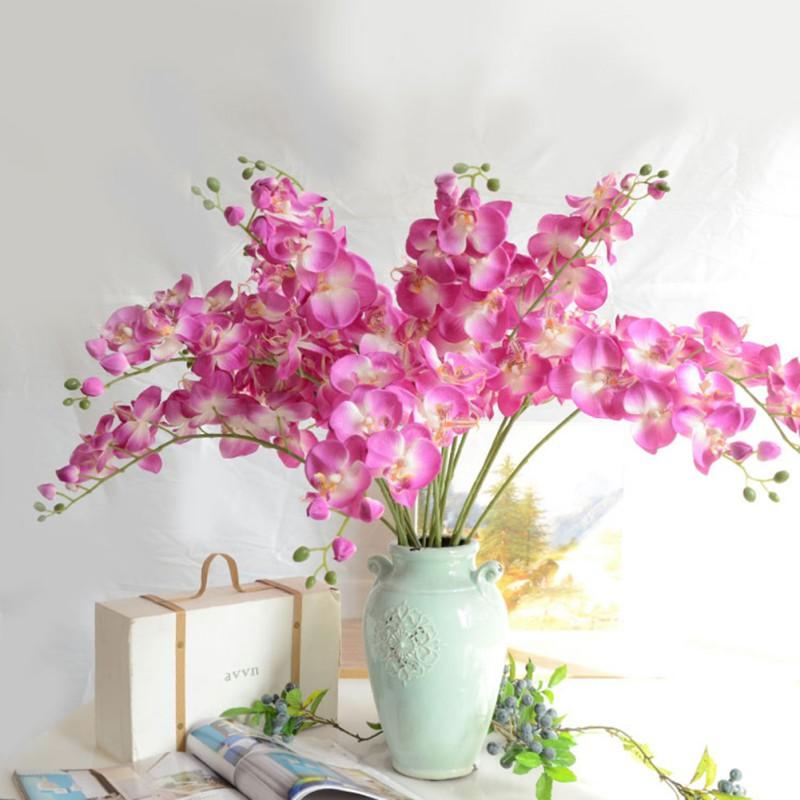 

1 Head 3D Artificial Butterfly Orchid Flowers Silk Flowers Fake Moth flor Orchid Flower for Home Wedding DIY Decoration, Pink