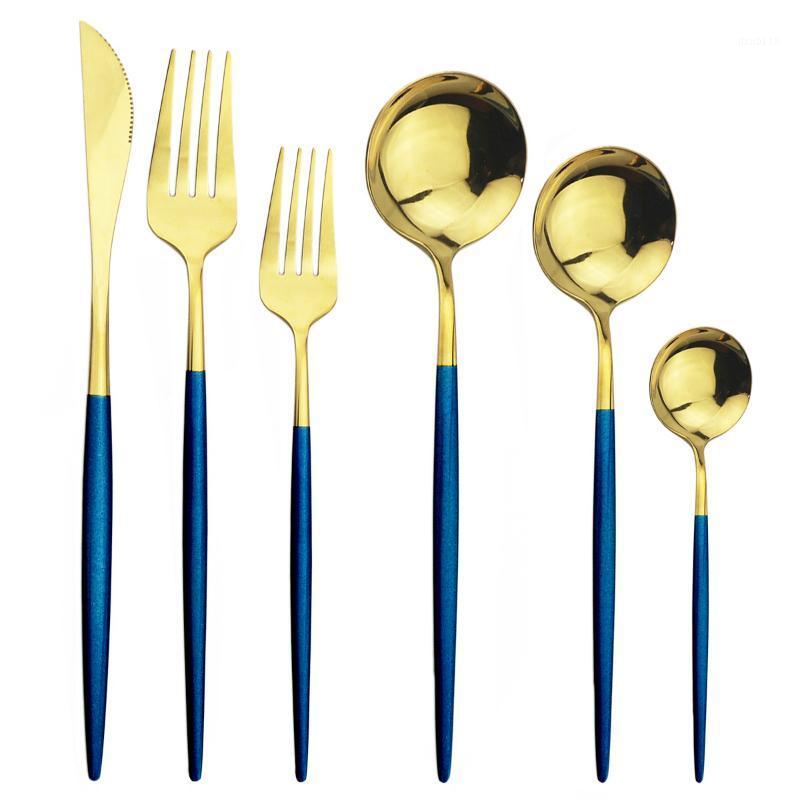 

Western 6Pcs/Set Gold Cutlery Set Knife Fork Spoons Flatware Set Stainless Steel Dinnerware Kitchen Tableware Silverware1