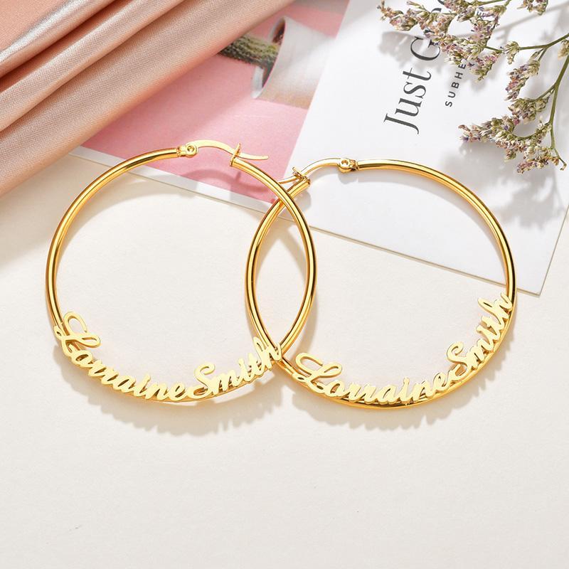 

Exaggerated DIY Design Letter Number Piercing Earrings Pendents Brief Fashion Large Cutout Name Free Style Hoop Earing Studs1