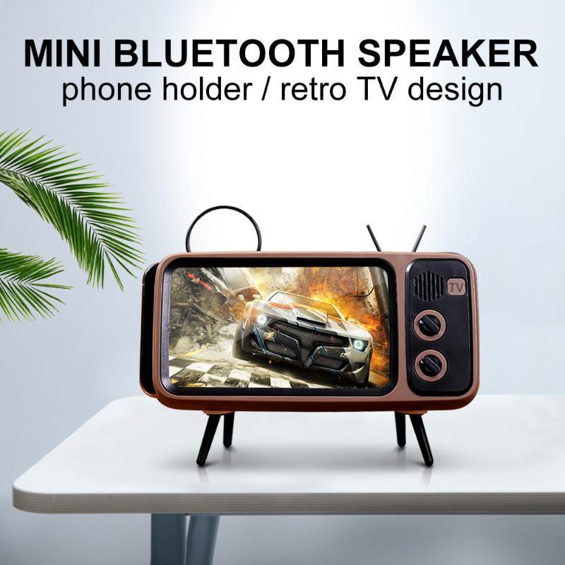 

TV Style Retro Bluetooth Speaker Stereo Portable Wireless Speaker Mobile Phone Holder Music Player Mini Pocket Home Audio Gift1