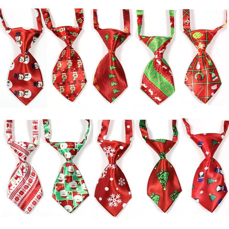 

100pcs Christmas Pet Supplies Pet Dog Cat Xmas Neckties Bowties Santa Deer Dog Grooming Accessories Small-Middle Ties1, White