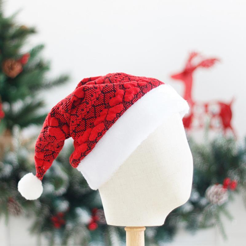 

2pcs Christmas Hat Christmas Knitted White Plush Hat for Adult1