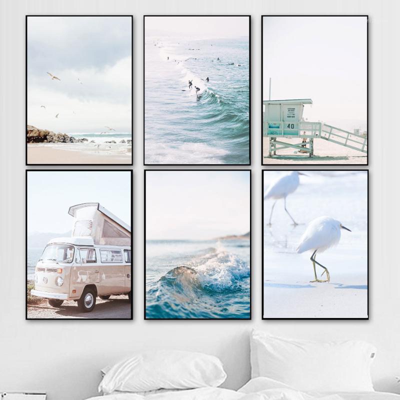 

Nordic Style Beach Wall Art California Lifeguard Canvas Painting Ocean Posters and Prints Decorations for Living room Home Decor1