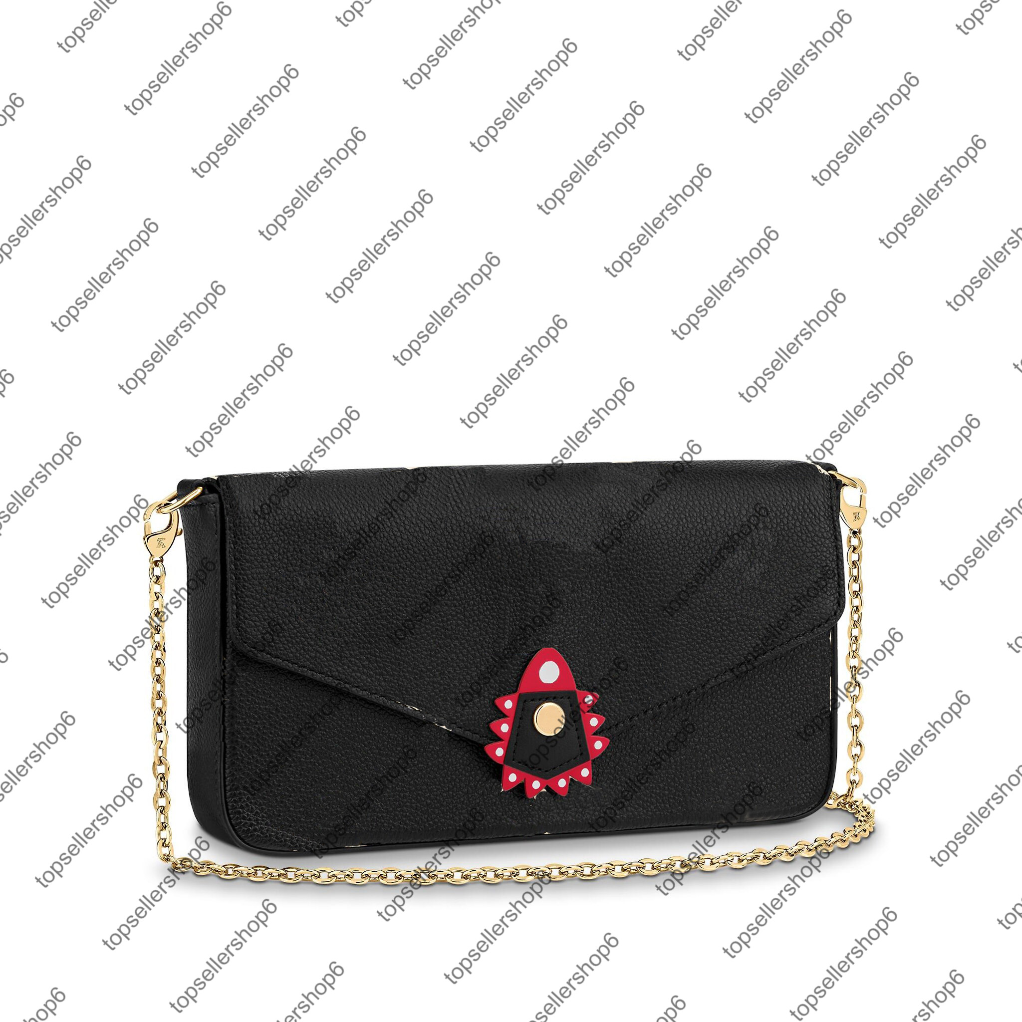 

M69515 MINI CRAFTY FELICIE POCHETTE Women Canvas Mini Designer Clutch Hobos Small Bag Gold Chain Purse bag crossbody, Not sell separate gift bag/no pay