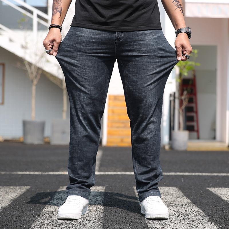 

JUSTAR Men's autumn and winter stretch pants oversized casual jeans, Navy blue