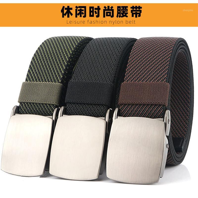 

2021 Fashion Twill Elastic Belt High Strength Elastic Fiber Hard Metal Buckle Men's Jeans Belt Suitable for Outdoor Sports1, Khaki