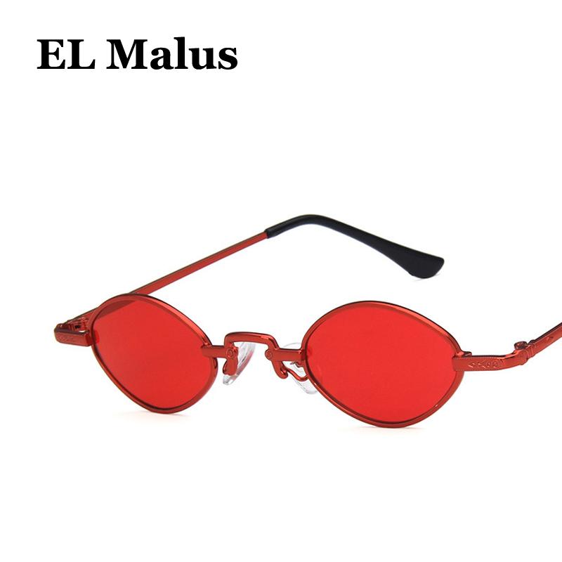 

EL Malus]Small Oval Metal Frame Brand Designer Sunglasses Women Female Red Tan Lens Fashion Sexy Ladies Sun Glasses Oculos